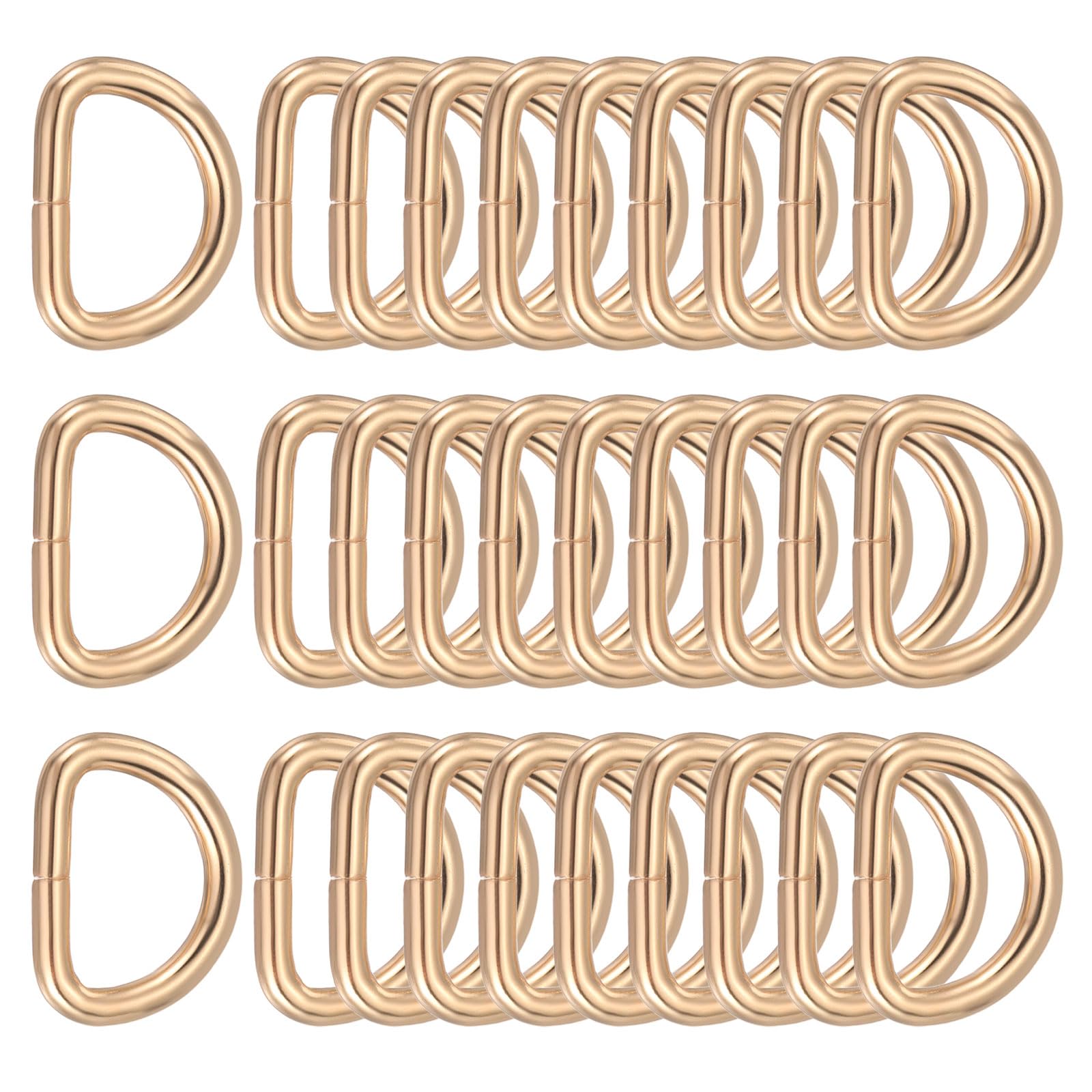 PATIKIL Metal D Ring, (32mm, Light Gold)(30 Pcs), Heavy Duty Welded Solid D Rings Metal D Buckle, Suit for Bags/Backpack/Wallets/Leather/Straps/Webbing/Pet Collars/Hardware Assorted