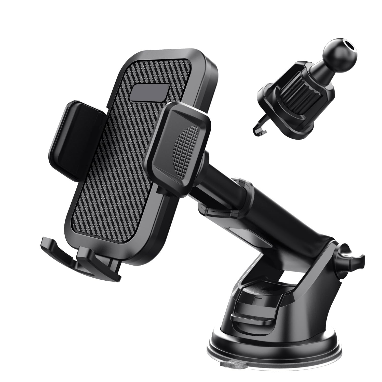 NIKTVEZ Car Phone Holder, for Mini Clubman R55 F54 2007-2023 Strong Suction Adjustable Car Mount, 360° Rotation & Extendable Arm for Dashboard & Windscreen,D
