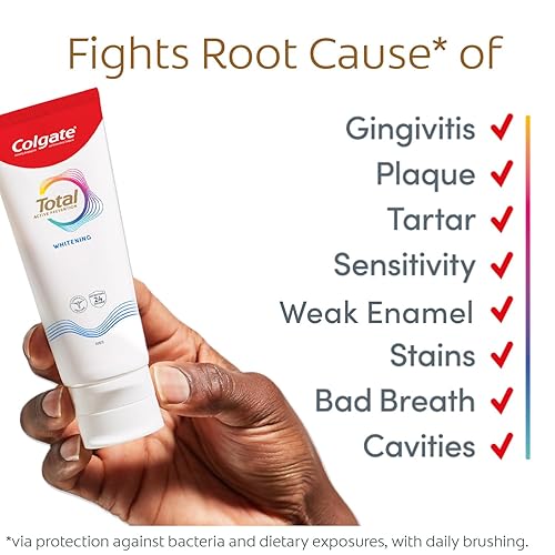 Miniatura 9 de Colgate Pasta dental blanqueadora total, refresca el aliento, blanquea los dientes y proporciona alivio de la sensibilidad, sabor a menta, paquete