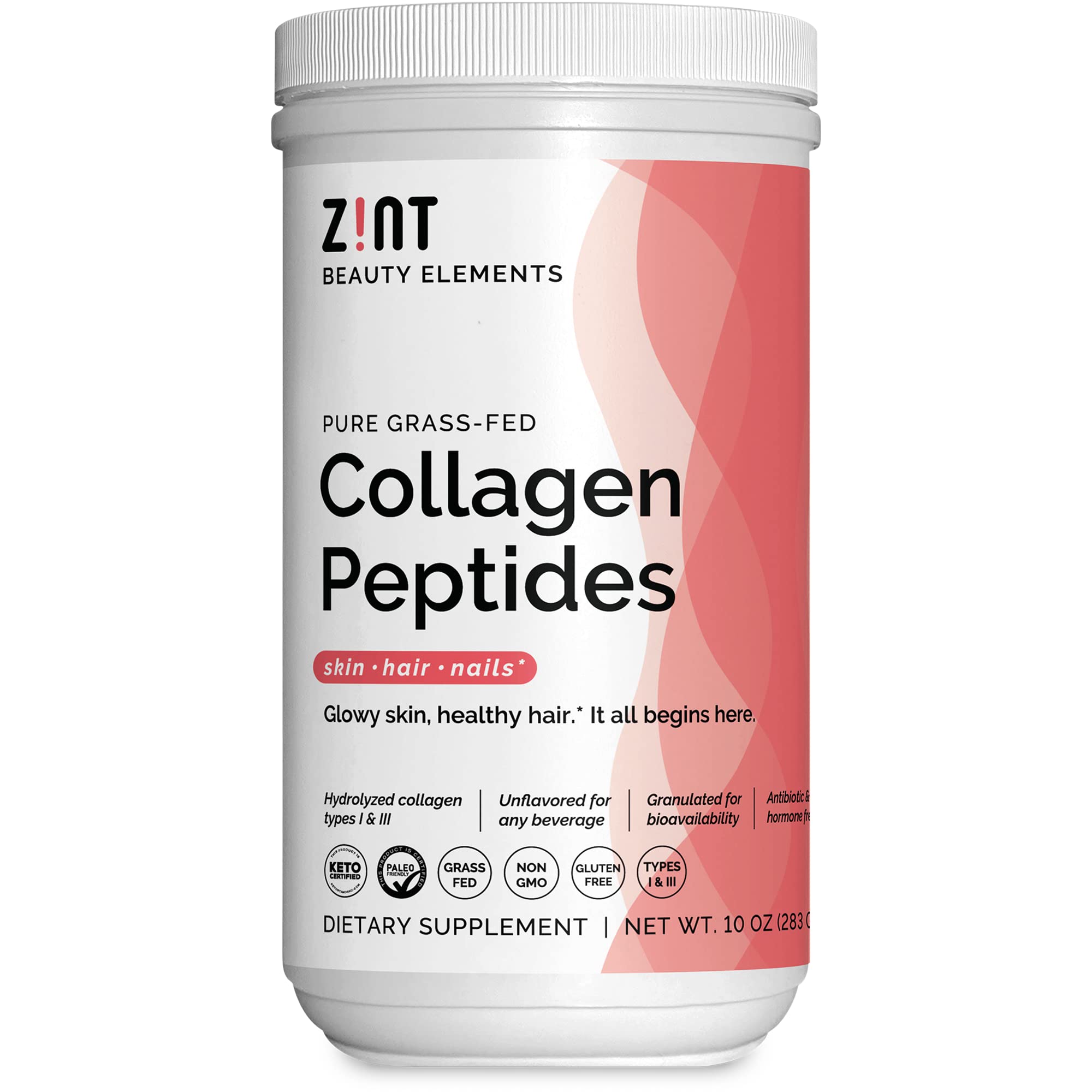 Zint Collagen Peptides Powder 10 Ounce Hydrolyzed Collagen Protein Hydrolysate Beauty Supplement - Keto Friendly Paleo Friendly
