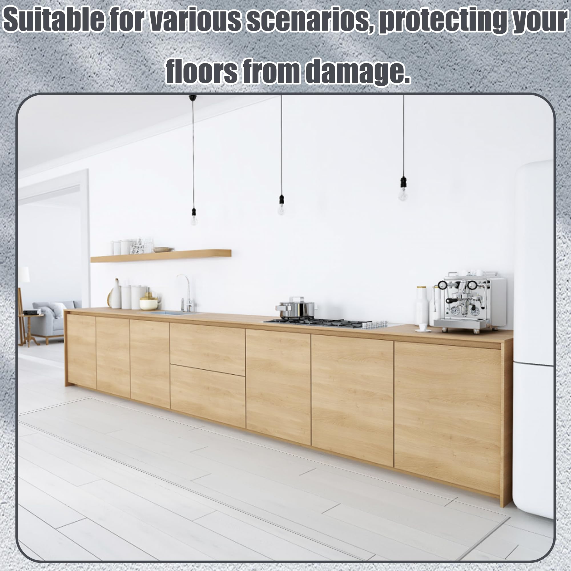 Protector de Suelo 90 x 150 cm Resistente, Antideslizante Protectores de Suelo de PVC Antideslizante y Fácil de Limpiar Ideal para Suelos Duros y Parquet, Color Transparente