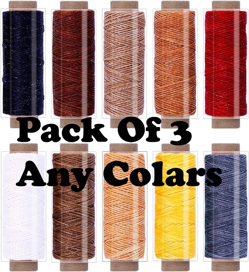 Image of Jasol Leather Sewing Awl Kit with 5 Needles, 1mm Waxed Thread (3 Colors), Heavy Duty Awl for Leather, Canvas, Shoe Repair, DIY Craft, Upholstery Stitching Tool