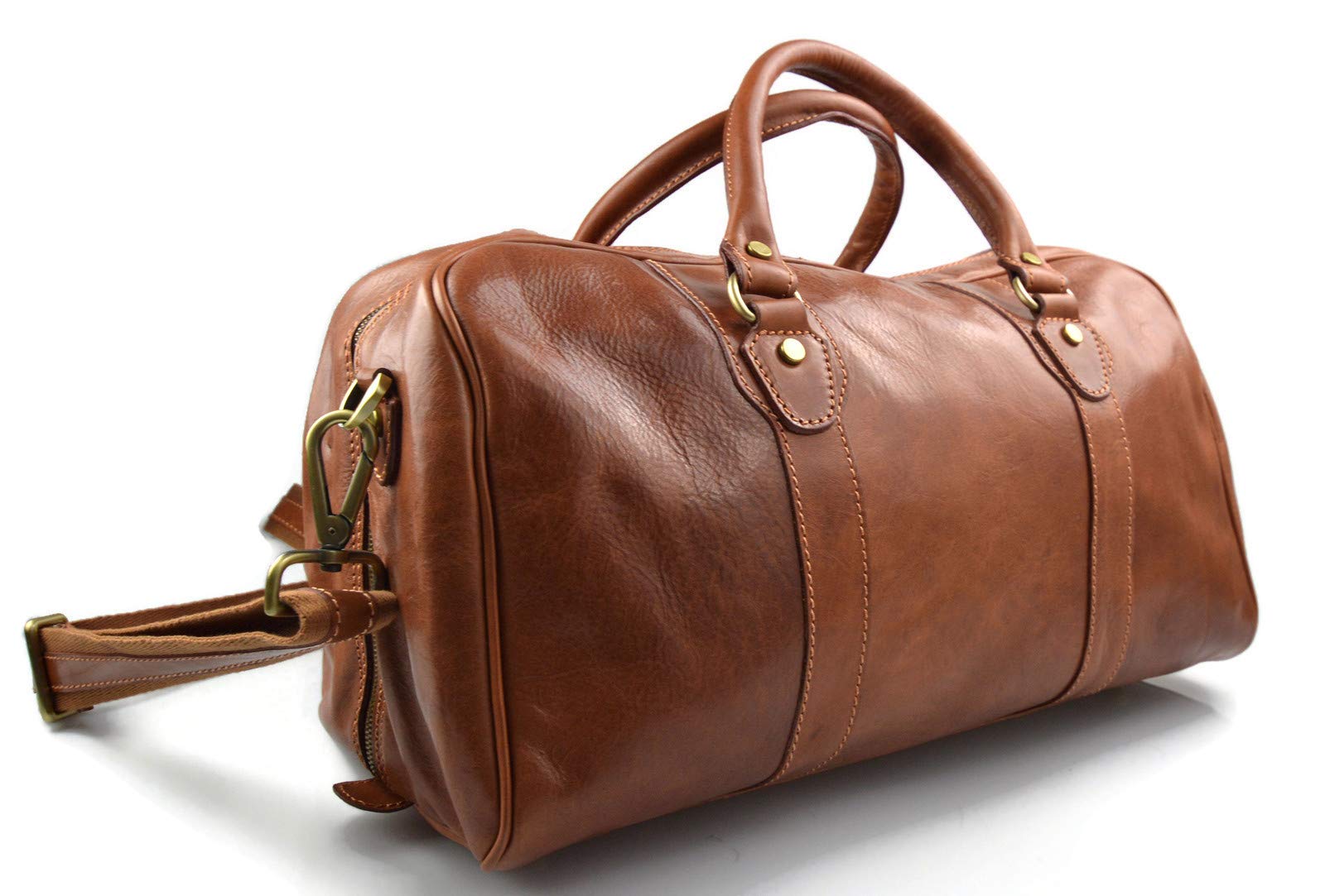Bolso de viaje deportivo mujer hombre marron bolso de cuero con asas y correa de piel genuina bolso de mano de viaje bolso de espalda
