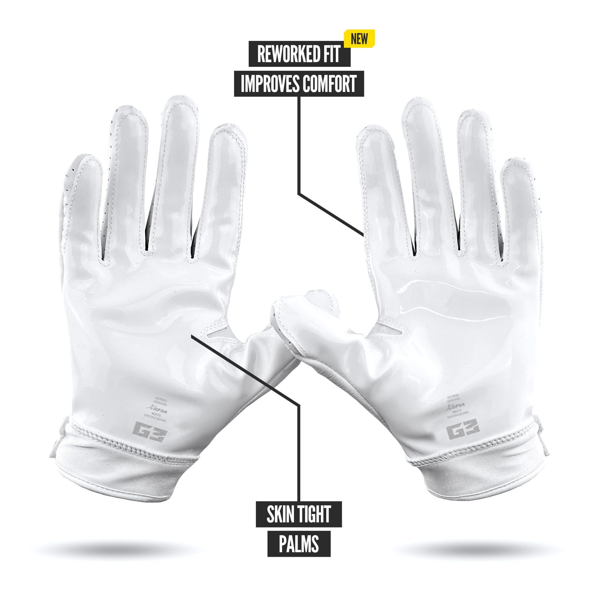 Nxtrnd G3 Pro gepolsterte Fußballhandschuhe, klebrig gepolsterte Empfänger & Lineman-Handschuhe