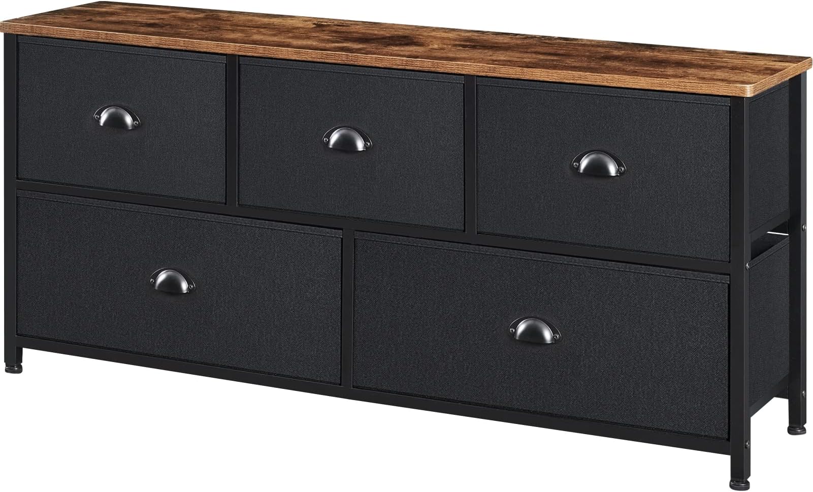 PRAISUN Dresser TV Stand, Entertainment Center with Fabric Drawers, Media Console, TV Table for 55 Inch TV, Bedroom Dresser with Metal Frame - Black