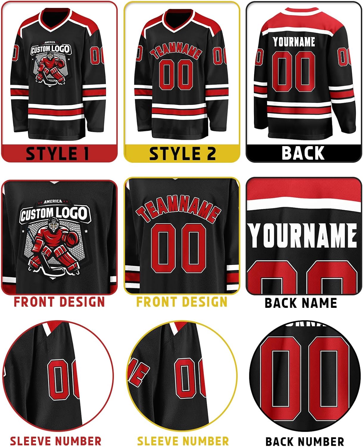 Custom Hockey Jersey Personalized Name Number Logo Team Uniform Long Sleeve Hockey Jersey for Men Women Youth - Image 2