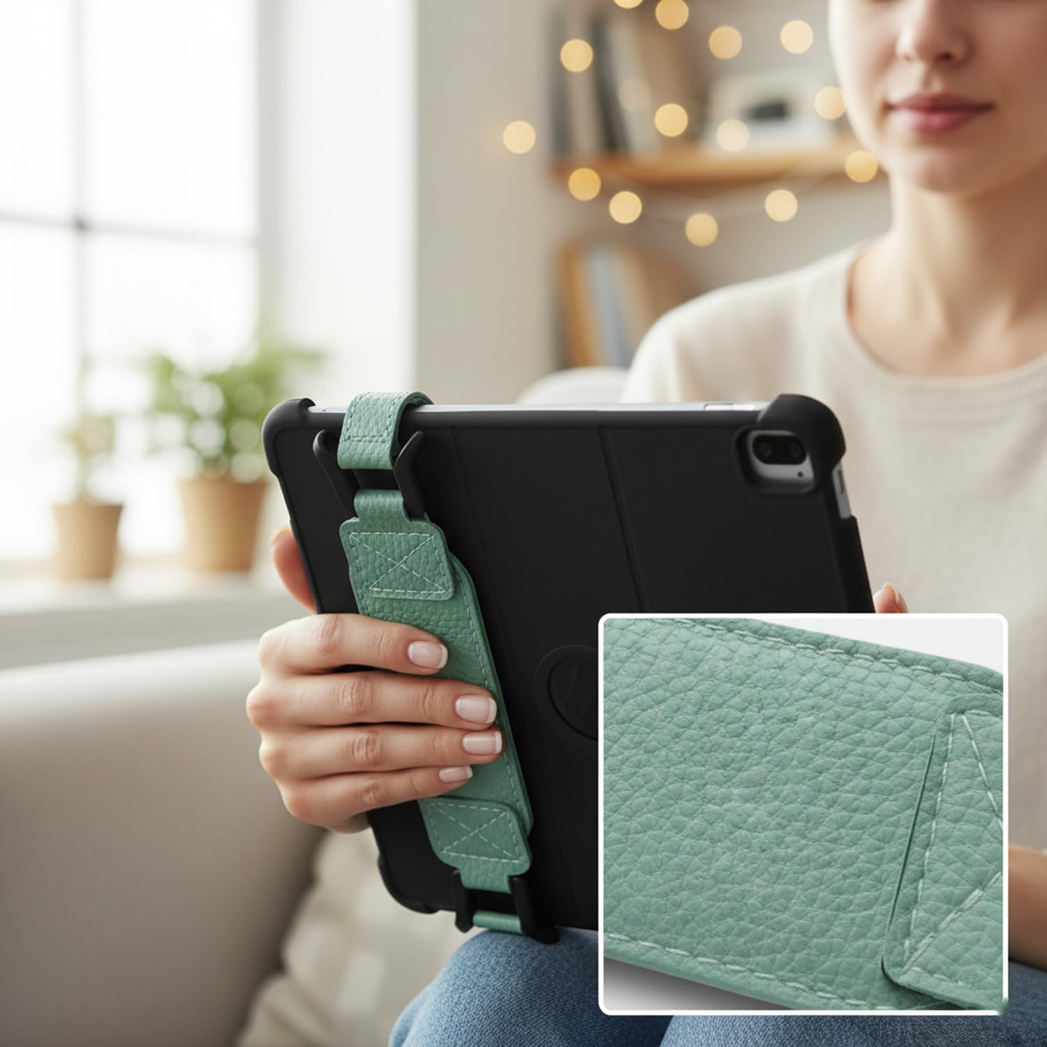 Secure Ereader Hand Strap, E-Reader, Universal Tablet Holder With Anti-Slip One-Hand Grip, Versatile Lightweight Finger Grip Holder, Comfortable Hands-Free Reading Holders for Commute & Home(Green) — view 6