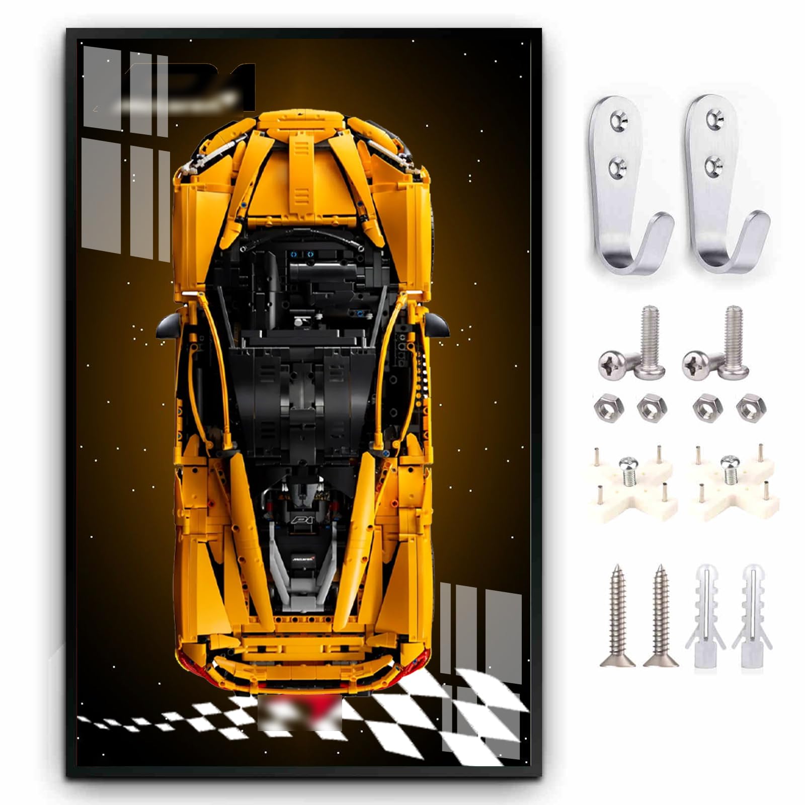 Support Mural Pour LEGO Technic McLaren P1 42172 - Dimensions 50x80 Cm, Acrylique Et Aluminium - Présentation élégante Et Gain De Place