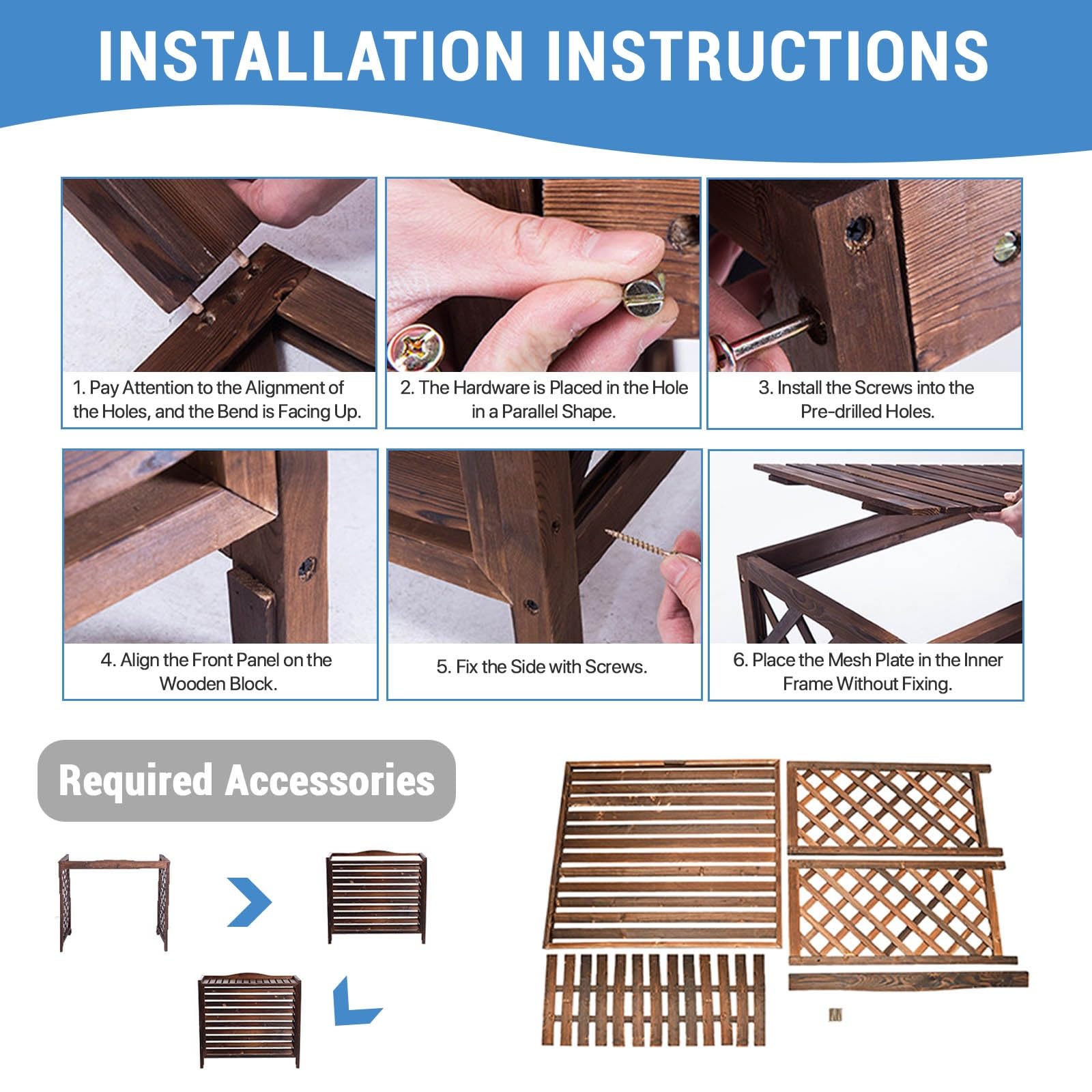 Cubre Aire Acondicionado Exterior Madera Vallas De Madera Balcon Privacidad Protector Aire Acondicionado Exterior Anticorrosión Funda Aire Acondicionado Exterior Para Jardín Soporte Para Plantas(110x5