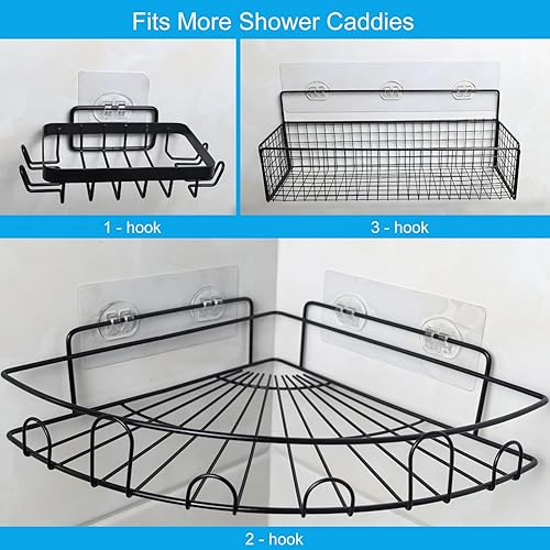 Miniatura 2 de Paquete de 15 organizadores adhesivos de ducha de reemplazo, estante adhesivo de ducha sin perforación, reemplazo de ganchos adhesivos de estante