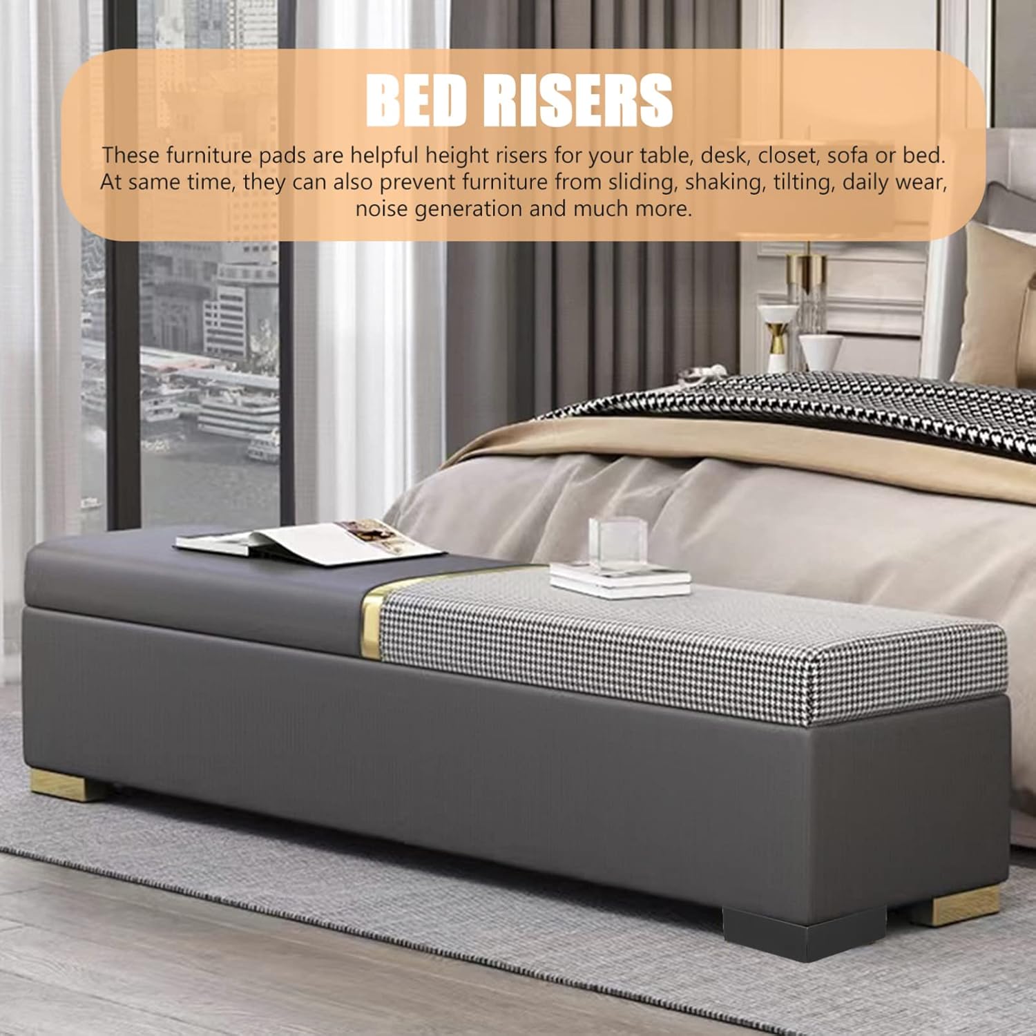 VOSAREA 1set Heightening Pad Furniture Risers Durable Bed and Table Lifters for Sofa Chair and Cabinet Support Easy to Install