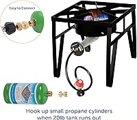 Vista 6 de Flame King Adaptador de propano de 20 libras a 1 libra: convertidor de latón macizo, QCC1/Tipo 1 & Compatible con POL, Conecte pequeños cilindros