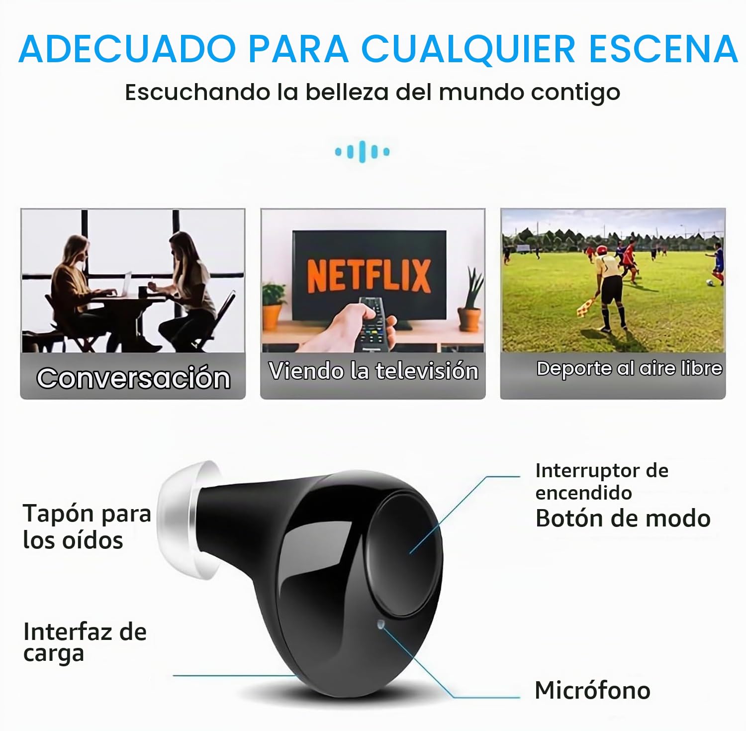 Amplificador De Sonido - JINGHAO Recargable de Amplificadores de Sonido Invisible Con Caja De Carga Portátil, Juego de 2