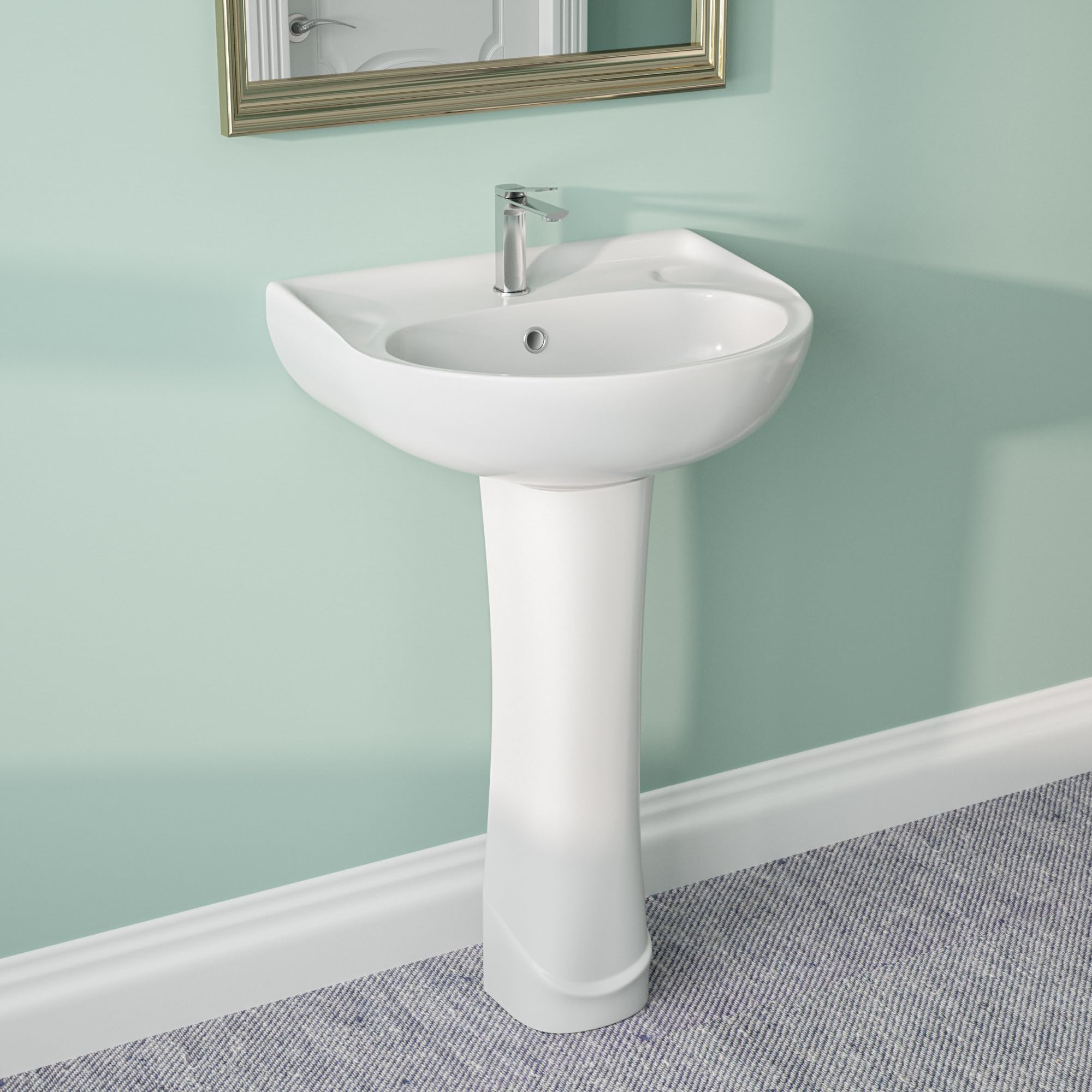 DeerValley Pedestal Bathroom Sink White 20'x17' Ceramic Basin DV-1P525