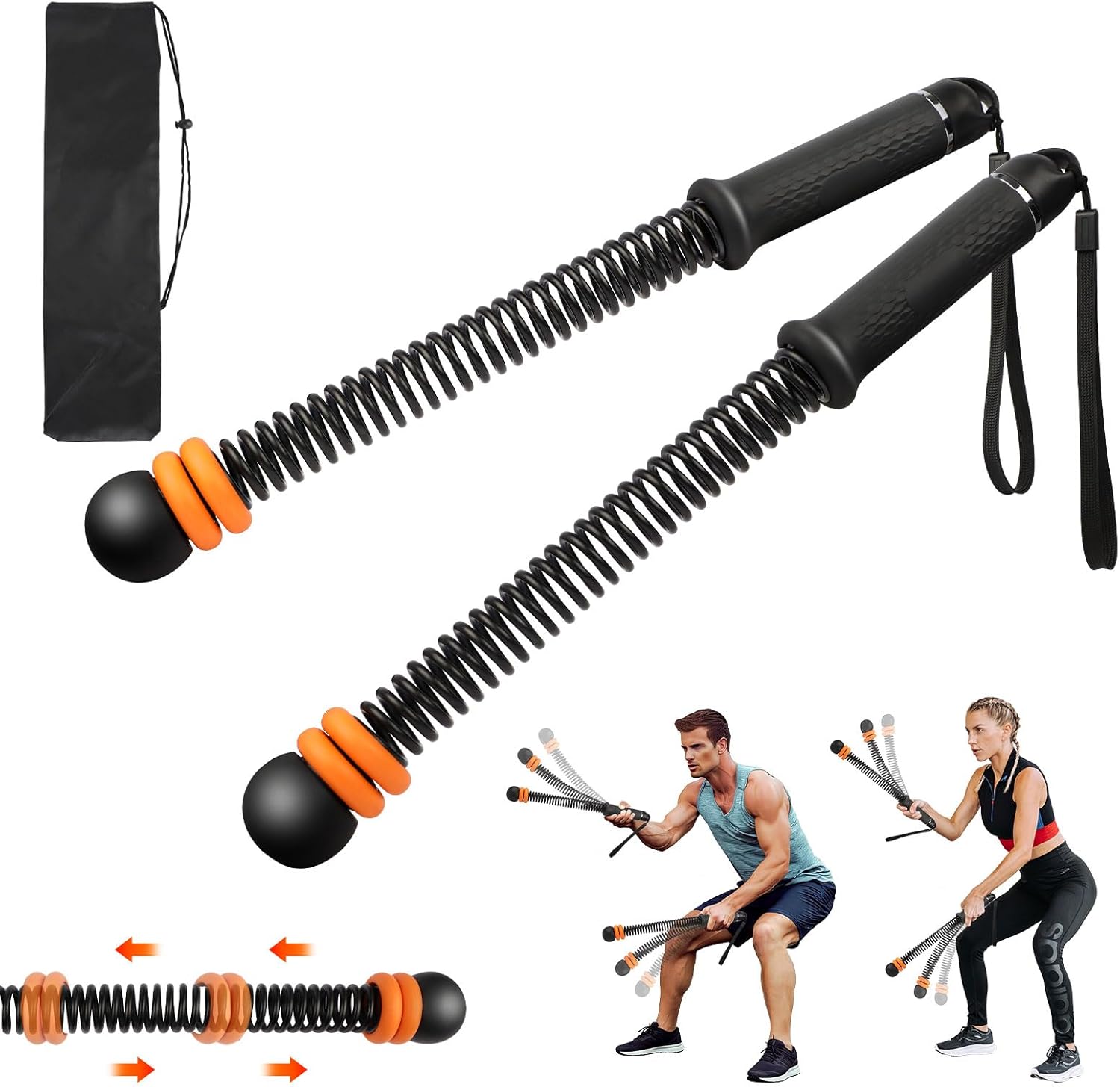 Adjustable Ropeless Battle Ropes, Upgraded Weighted Cordless Training Rope with Storage Bag, Quiet Portable for Home Gym, HIIT & Strength Training for Men Women