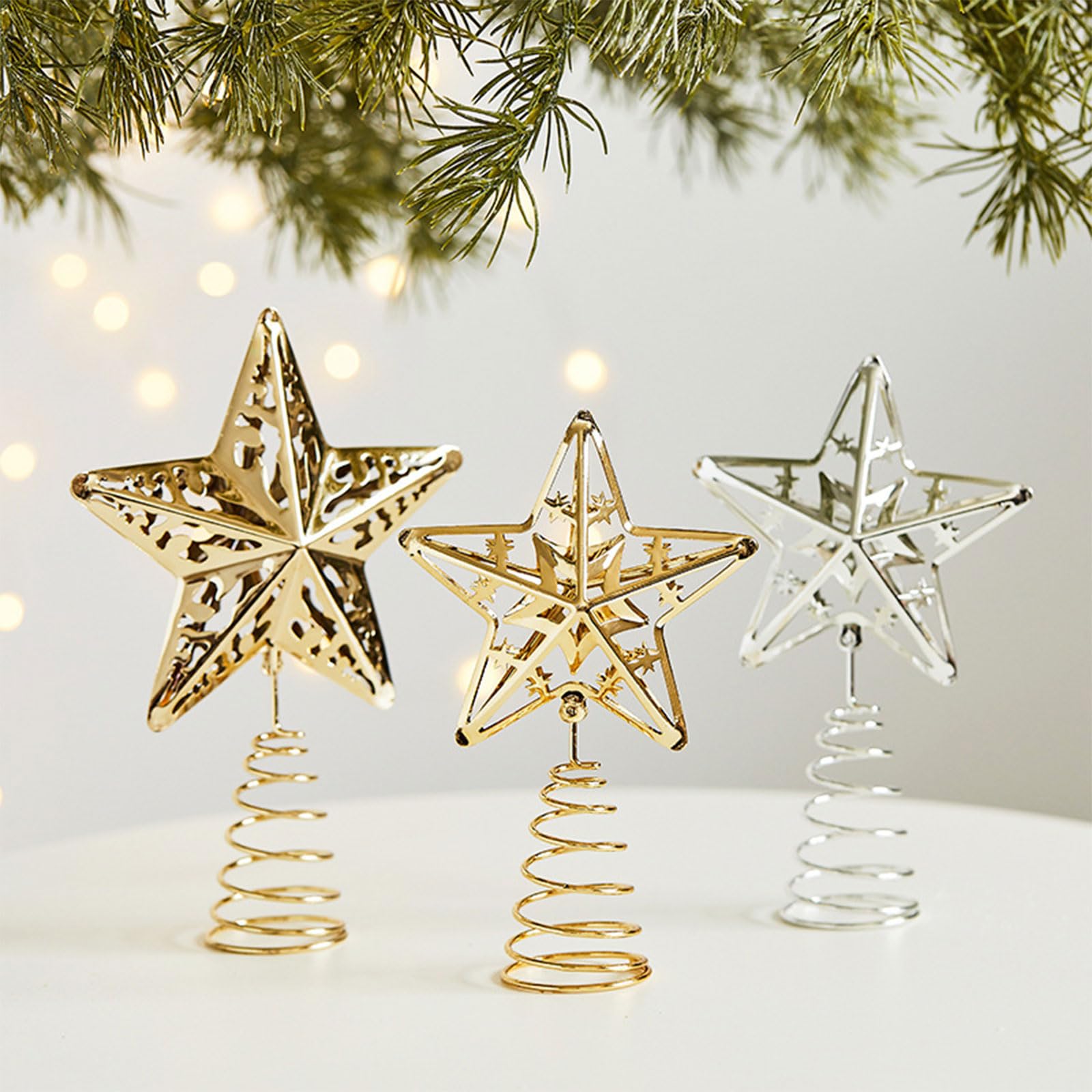 Amazon.co.jp: お祝いの鉄製クリスマスツリー。5つの尖った星の