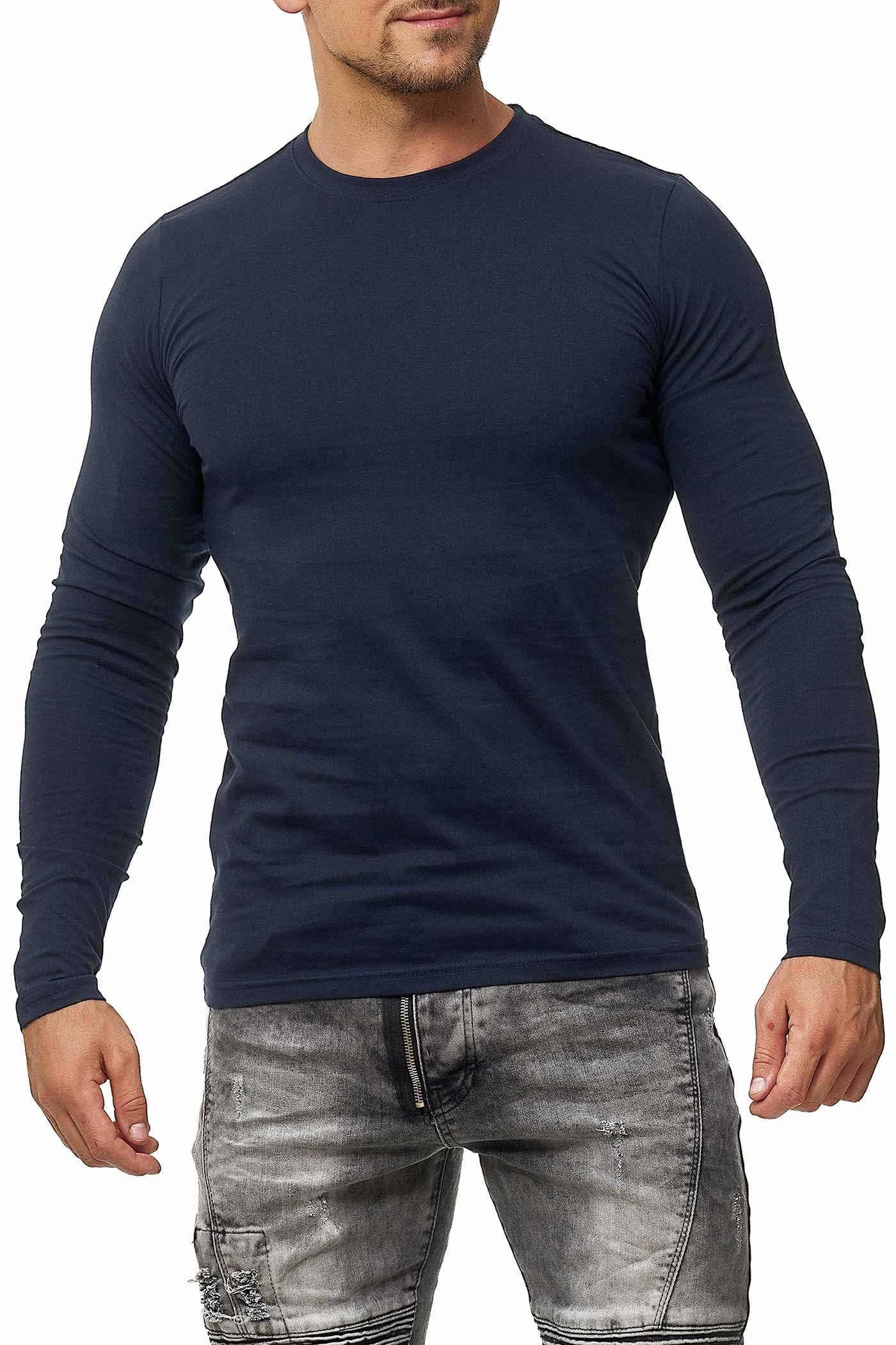 Herren 5er Pack Langarmshirts aus Baumwolle - Longsleeve dünne Basic Shirts, Unterziehshirt Arbeit & Freizeit, figurbetontes Shirt Langarm, Männer Set Rundhals-Shirts, bequem atmungsaktiv