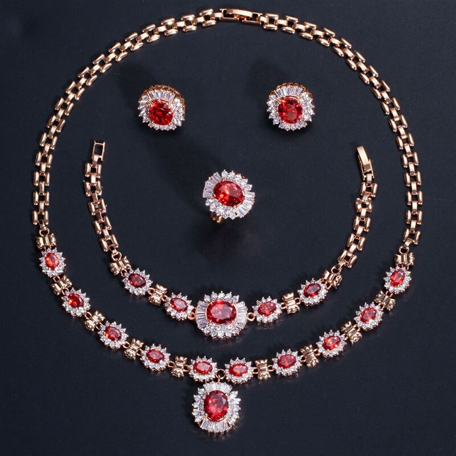 Schmuck Gelbgold Farbe Lila Zirkonia Stein 4 Stücke Hochzeit Brautschmuck Set Für Frauen