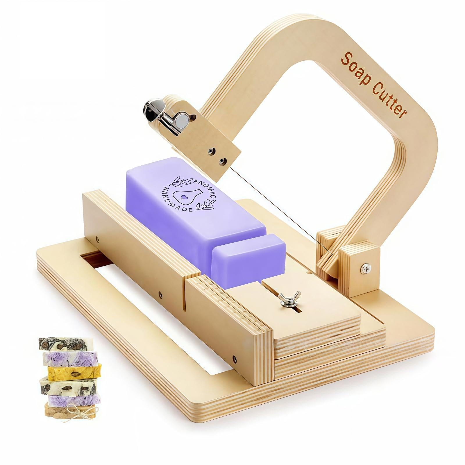 Cortador De Jabón De Madera, Cortador De Jabón De Madera Ajustable con Alambre De Acero Inoxidable, Suministros De Fabricación De Jabón, para Jabón Hecho a Mano, Queso Y Velas