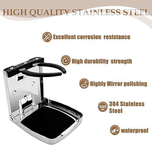 Miniatura 2 de SHENGHUISS Portavasos plegable resistente, acero inoxidable 304 ajustable con diseño silencioso y a prueba de golpes, universal para