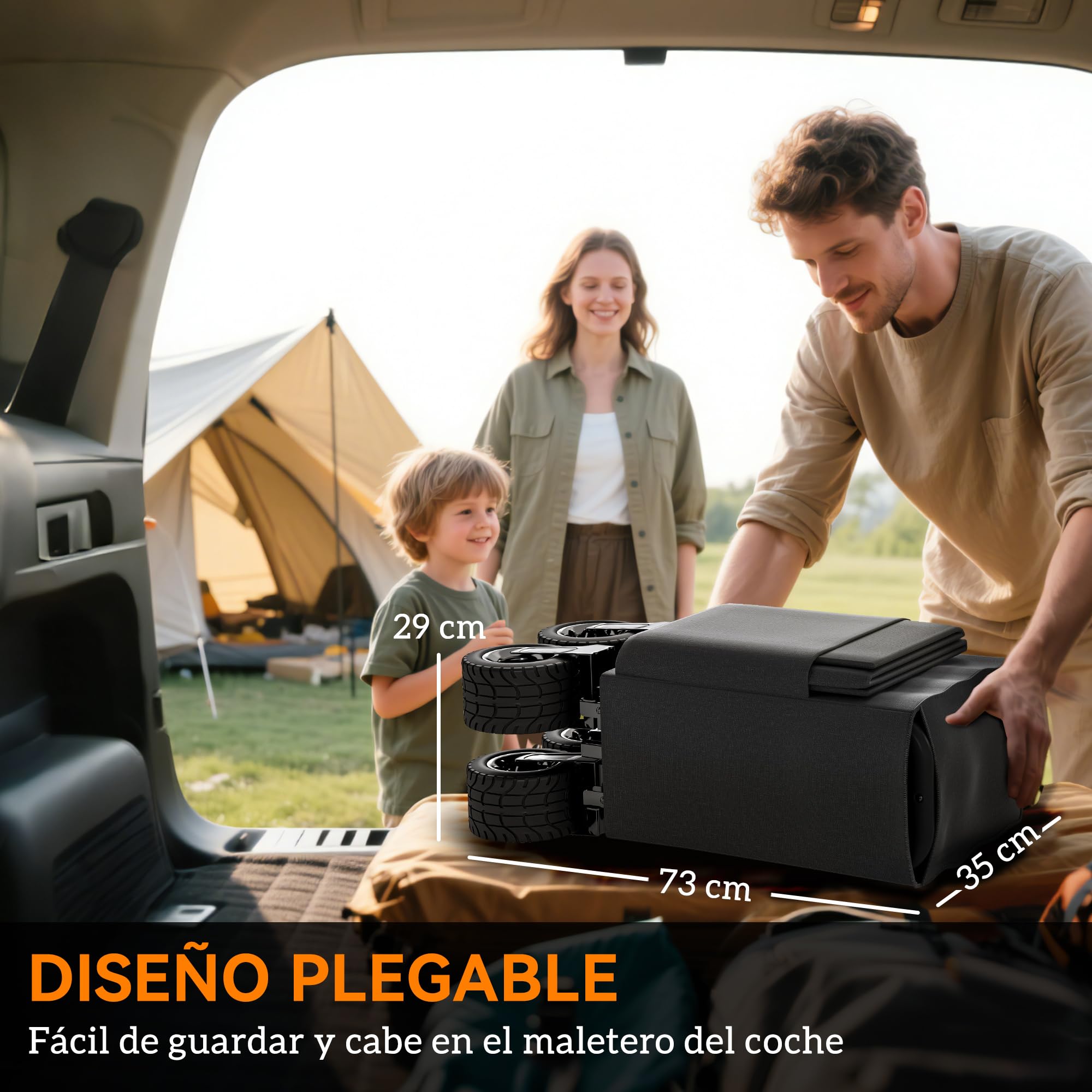 Outsunny Carro Playa Ruedas Grandes Carro de Jardín Plegable con Mango Ajustable Puerta Trasera Expandible Carga 100 kg Carrito Transporte para Todo Terreno Jardín Campaña Compra Negro