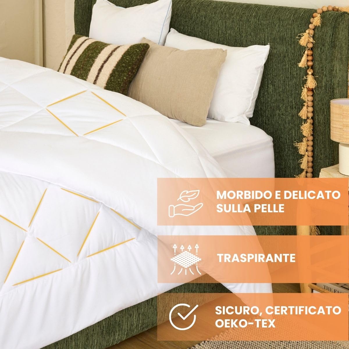 DREAMWAY Piumino Letto Singolo 135x200 cm 4 Stagioni – Trapunta in Microfibra 300 gsm Morbida e Traspirante per Autunno/Inverno – Bianco, Certificata Oeko-Tex, Lavabile in Lavatrice
