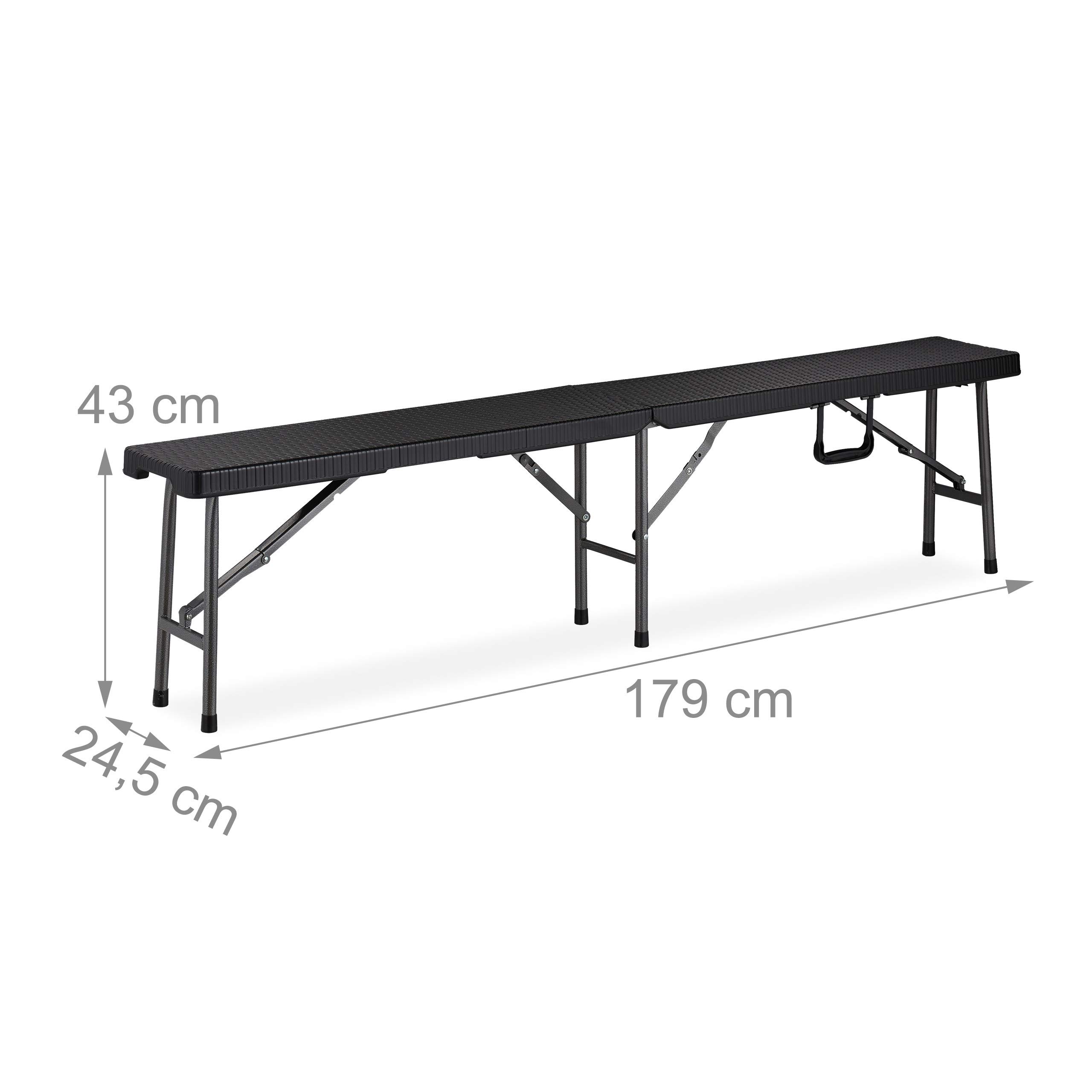 Relaxdays Panca Set da 2x Panche Plastica 43x179x24,5 cm Nero