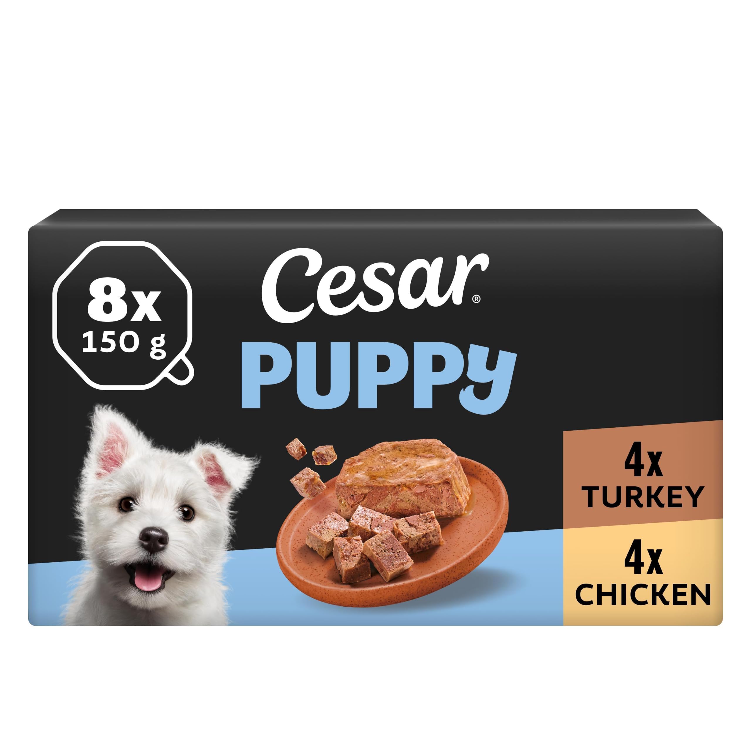 Cesar 3x8x150g Junior 3x4 with Turkey, 3x4 with Chicken and Rice (Pack of 3)