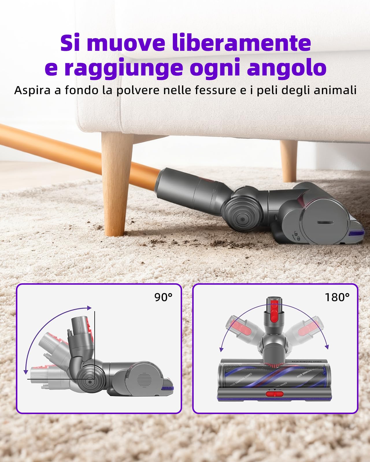 V11 V15 SV22 SV28 Spazzola High Torque per Dyson V7 V8 V10 V11 V15, Spazzola Motorizzata Ideale per Tappeti e Pavimenti Duri,Flusso d'Aria Regolabile