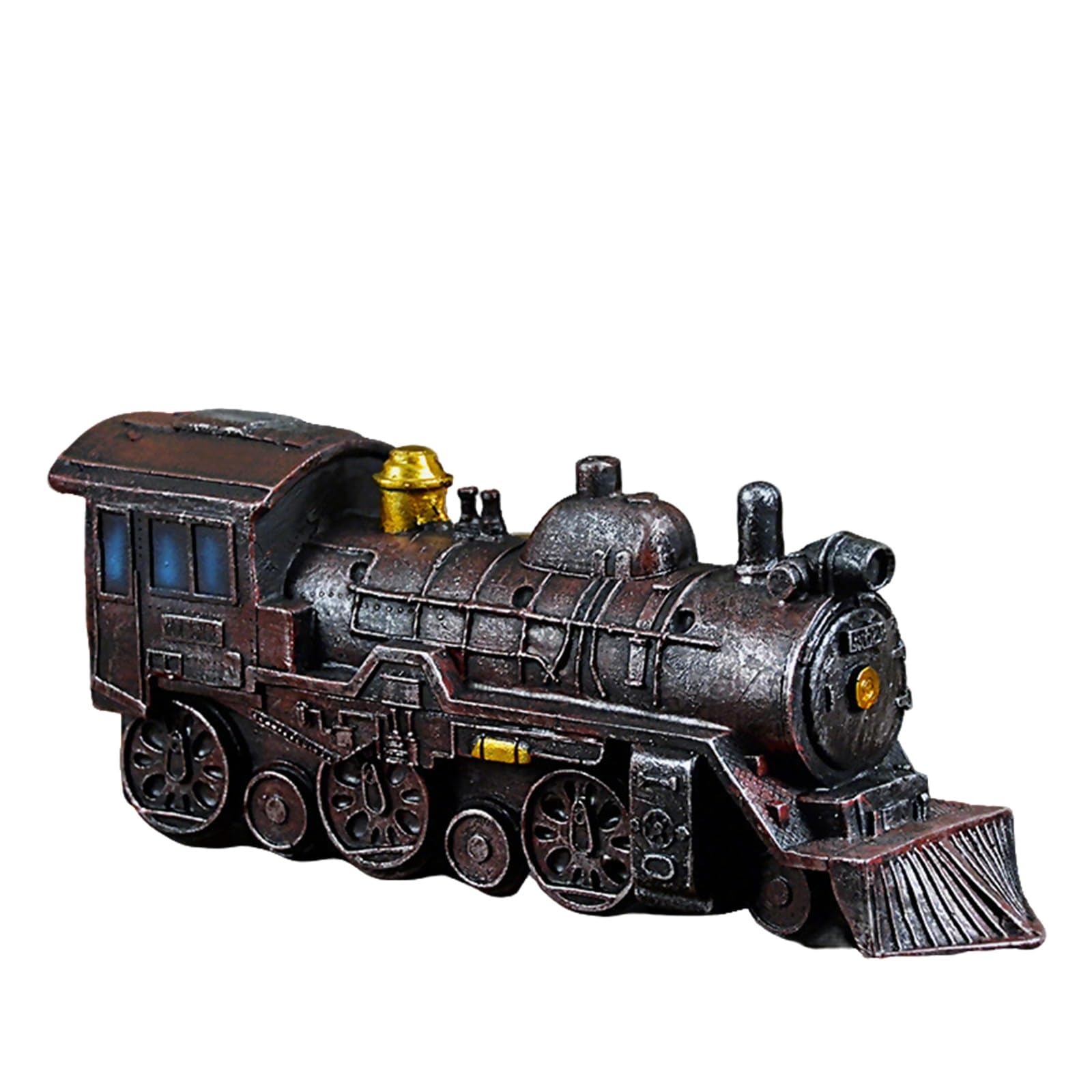 Rzeźba w stylu retro, model vintage, rzeźba lokomotywa, ręcznie malowana figurka kolekcjonerska z żywicy syntetycznej, do dekoracji mieszkania