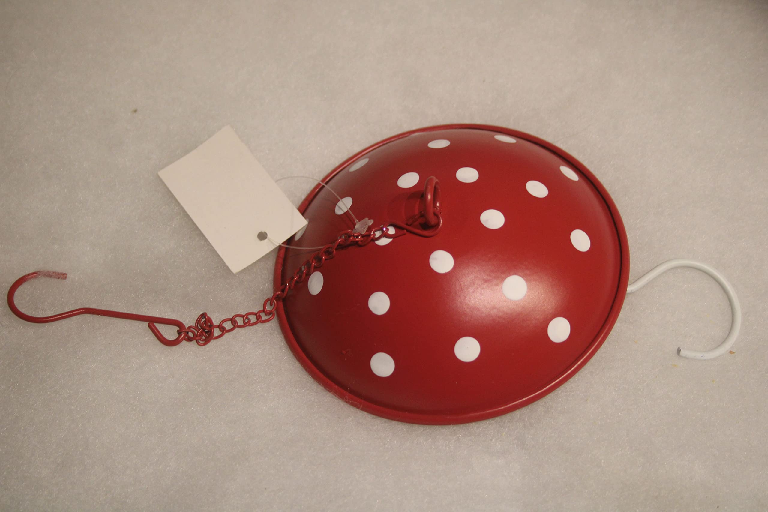 Meisenknödelhalter Schirm rot mit weißen Punkten, Durchm. 11,5 cm, Gesamtlänge hängend 31 cm