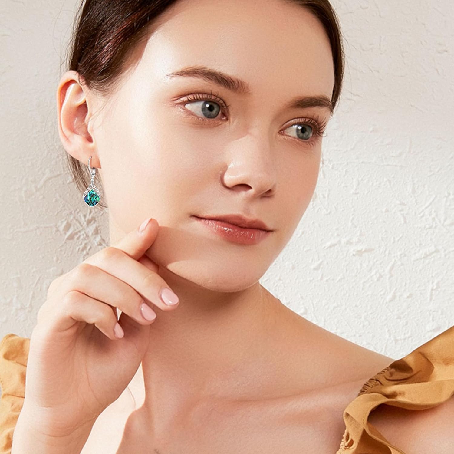 Larimar/Star/Dragonfly/Sunflower/Moonstone/Black Onyx Earrings for Women Leverback Dangle Earrings Hypoallergenic Jewelry for Women - Image 2