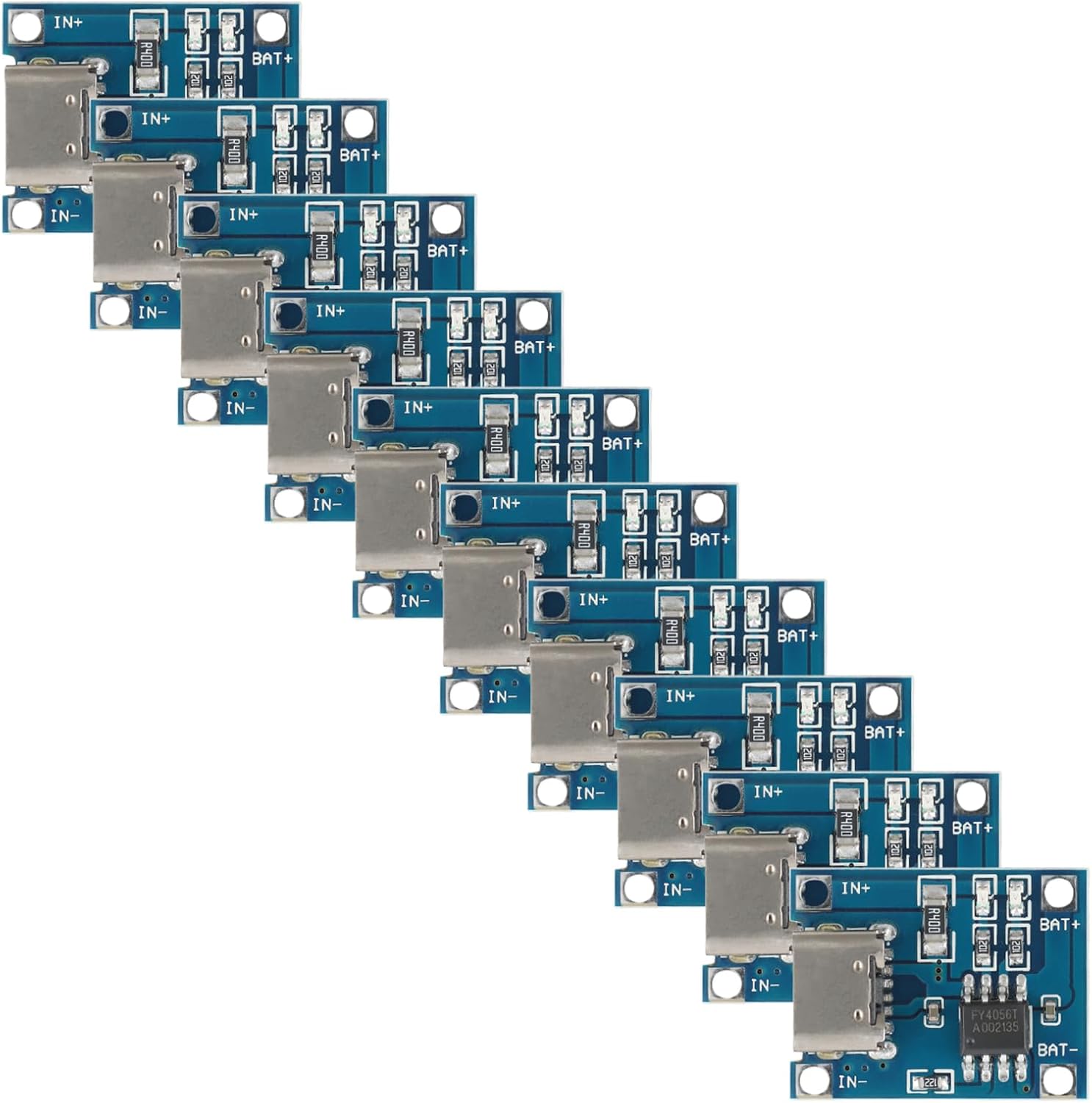 10pcs TP4056 1A Linear Li Charger Module with Protection Type-C USB 3.7V/4.2V Black PCB