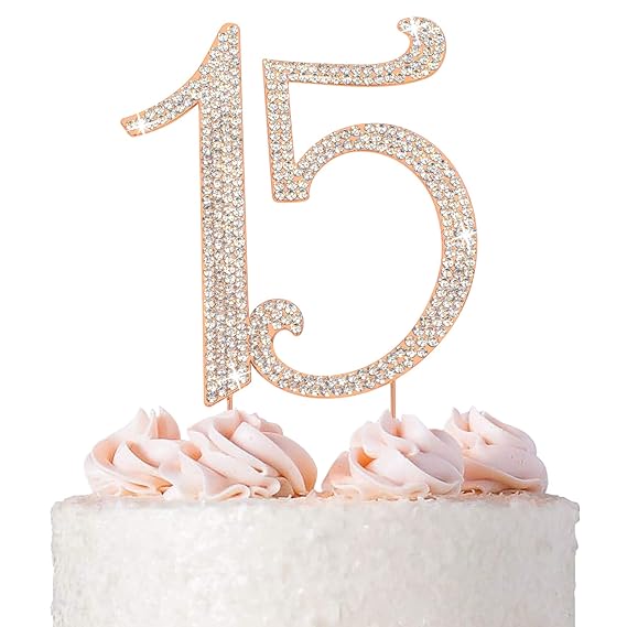 Amazon.com: 15 Cake Topper - Premium Rose Gold Metal - 15th Birthday or