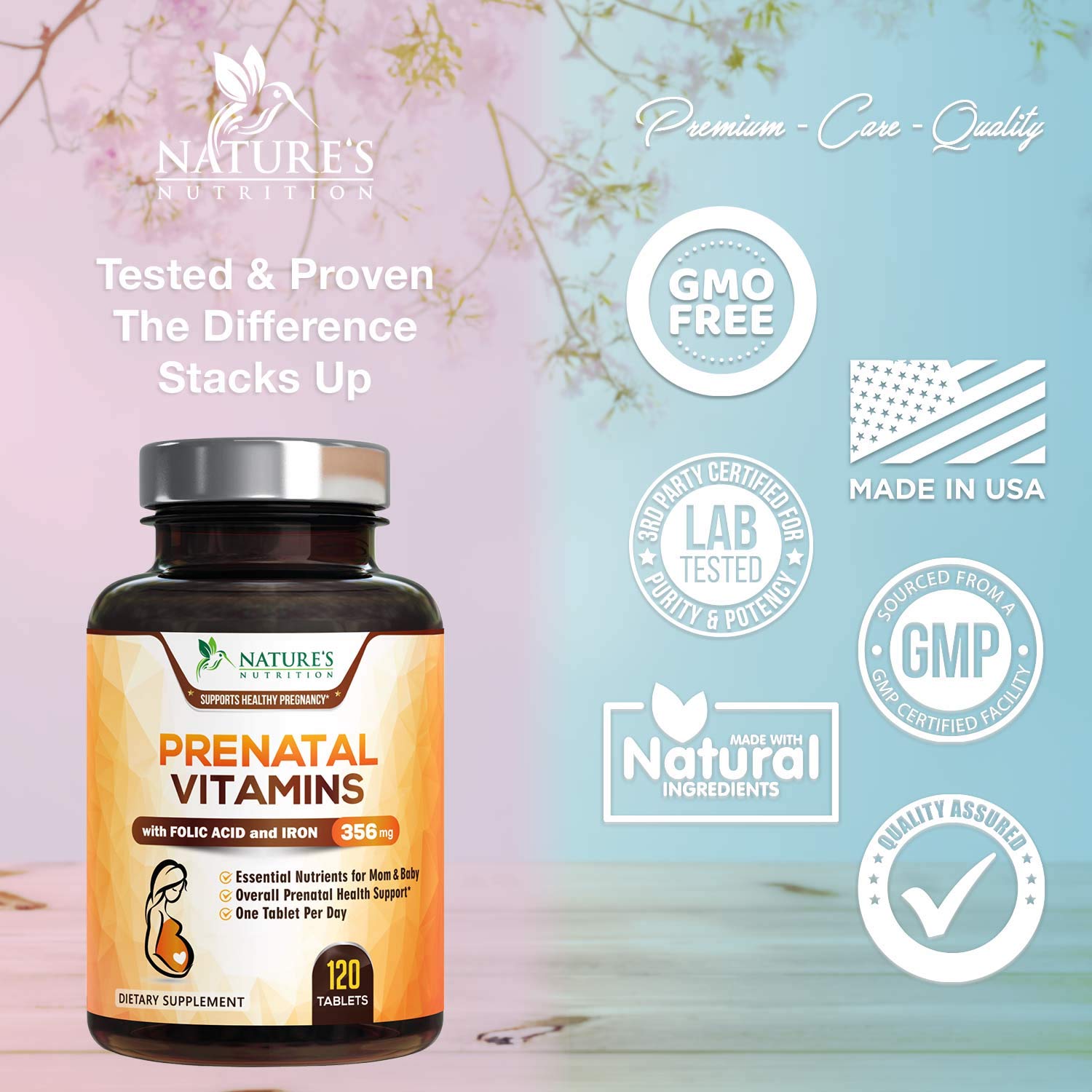 Prenatal Vitamins High Potency Folic Acid and Iron Supplement 800mg