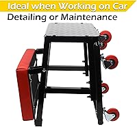 Vista 8 de MaxWorks 50880 Asiento Deslizante y Taburete Combo para Garaje, Asiento de Taller con Capacidad de 300 Libras, Taburete de Mecánico con Ruedas