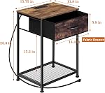 Smusei Nightstands Ensemble de 2 Tables finales Chambre Ensemble de 2 Farmhouse Table d'appoint avec tiroir de tissu Table de chevet industrielle avec station de recharge pour salon Chambre d'hôtes, Rustic Brown