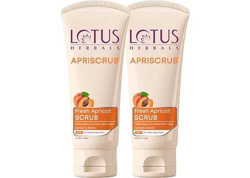 Lotus Herbals Apriscrub Fresh Apricot Scrub | Natural Exfoliating Face Scrub | Chemical Free | For All Skin Types | 180g (Pack Of 2)