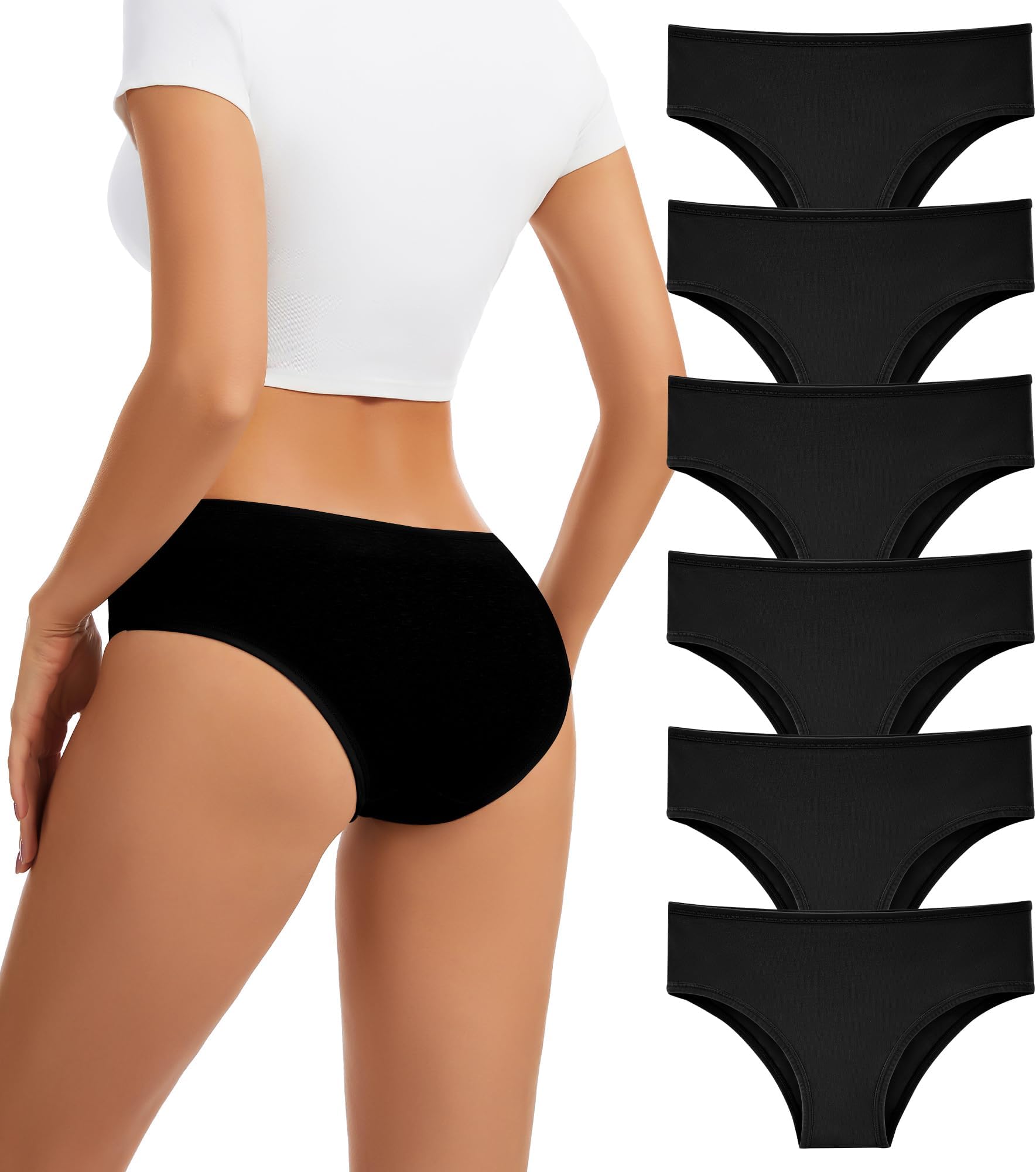 Womens Cotton Underwear Hispter Soft Bikini Panties Breathable Stretch Low Rise Ladies Multipack