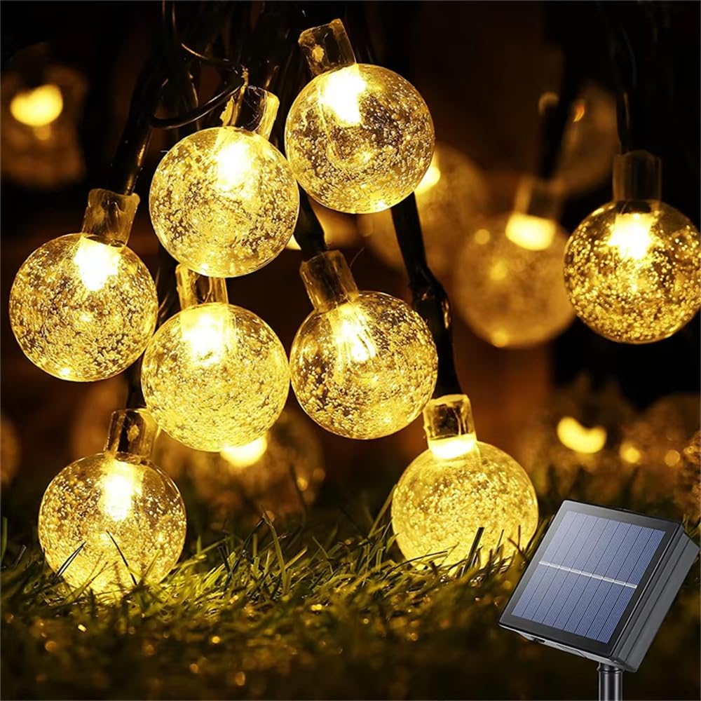 WESEN Solar Garden Fairy Lights, 100 LED Solar String Lights Waterproof Indoor/Outdoor, 8 Modes Crystal Ball Lights Decorative for Patio Yard Camping Gazebo Party Wedding Porch, 12M/39FT, Warm White