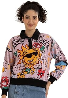 tandul Women Multicolor Sweatshirt - Fleece Printed Full Sleeve Collared Neck-picture-13