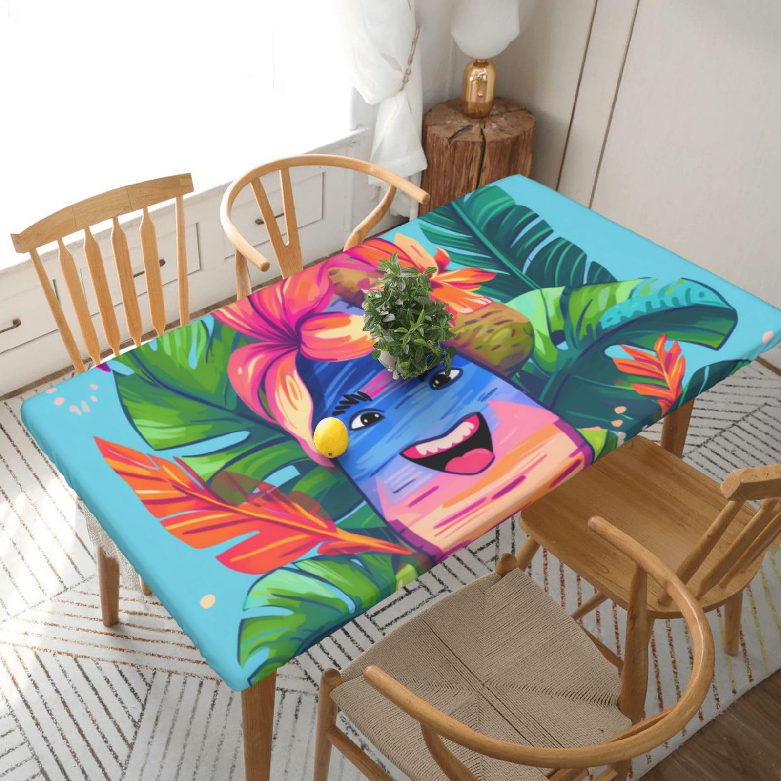 WPKJU Hello Hawaii Printed Tablecloths 5ft Rectangular Table Covers Washable Polyester Decorative Table Cloth for Dining Table Picnic Wedding