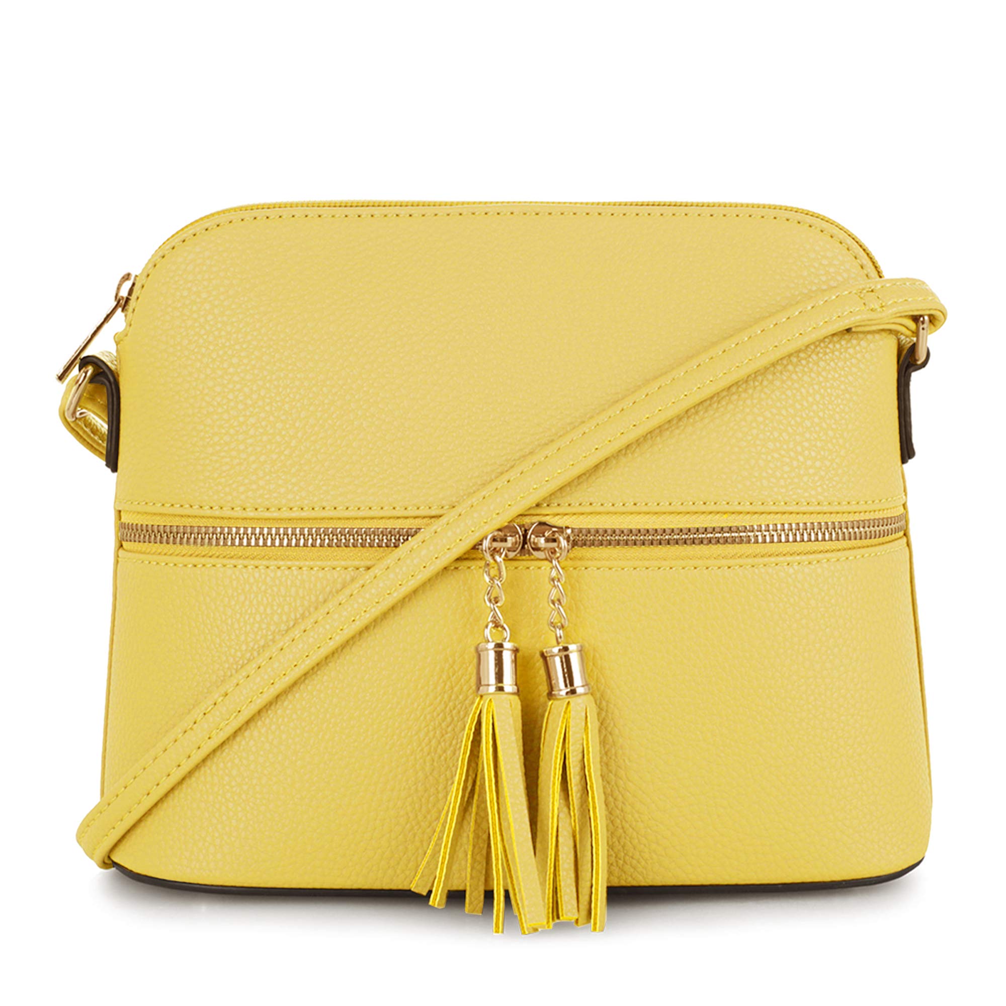 SG SUGU Lunar Lightweight Medium Dome Crossbody Bag Shoulder Bag with Tassel | Zipper Pocket | Adjustable Strap