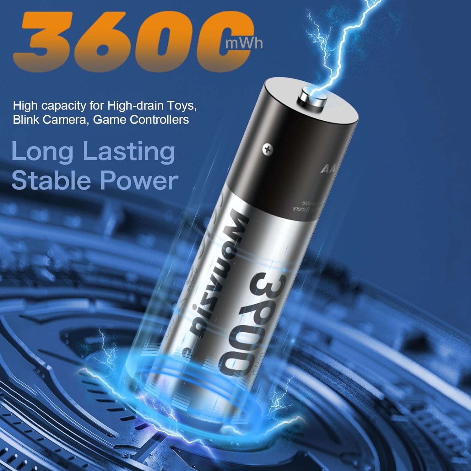 1.5V Rechargeable Lithium AA Batteries with USB-C Fast Charger 8 Slot, 8 Pack 3600mWh Double A Battery with Visible Storage/Charging Case, 2000+ Cycles for Blink Outdoor Camera, Xbox