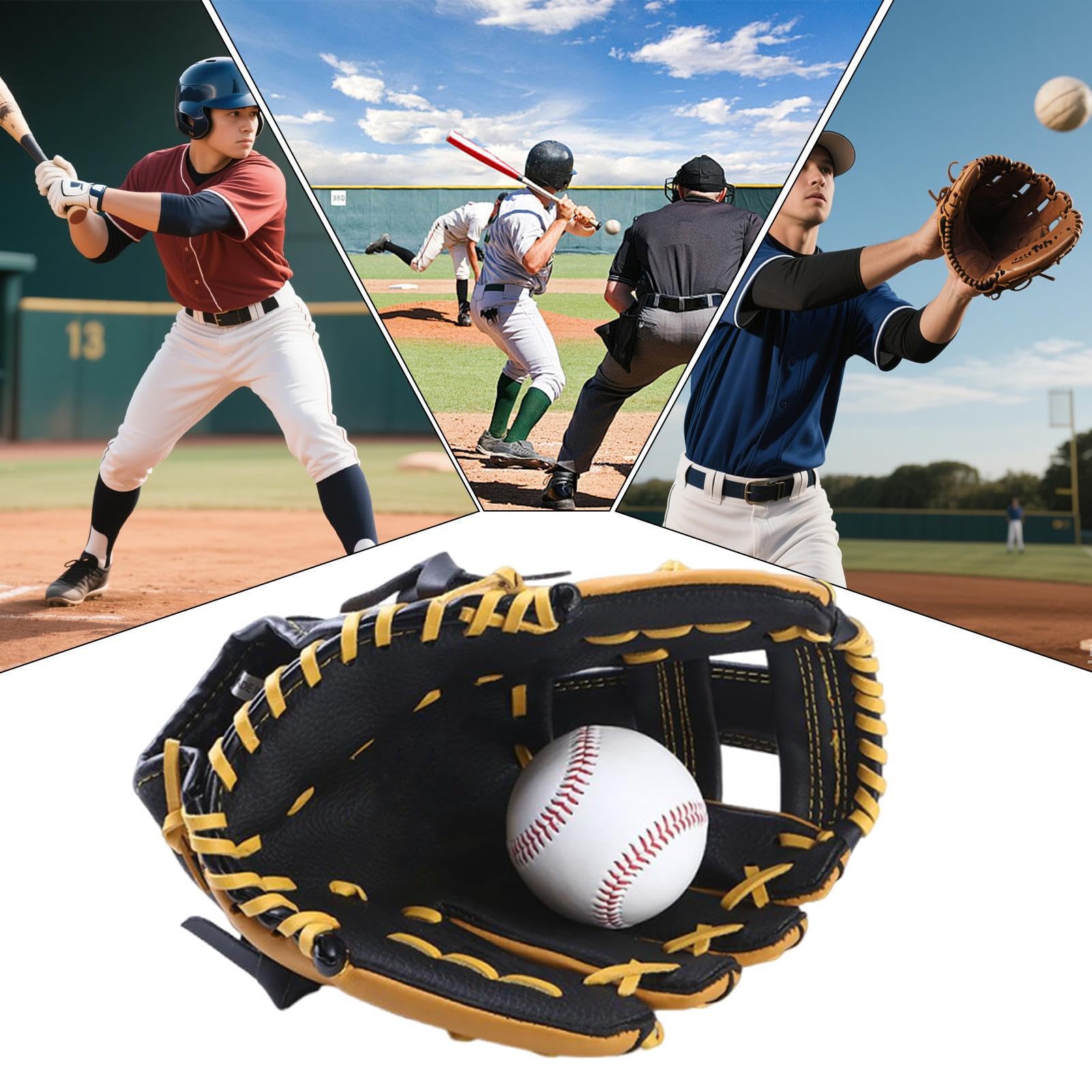 Glove de béisbol Adult, Glove de béisbol - Mitts de campo para el campo para el béisbol | Guantes protectores de entrenamiento deportivo de ball, guantes de softbol de para el campo para la competenci
