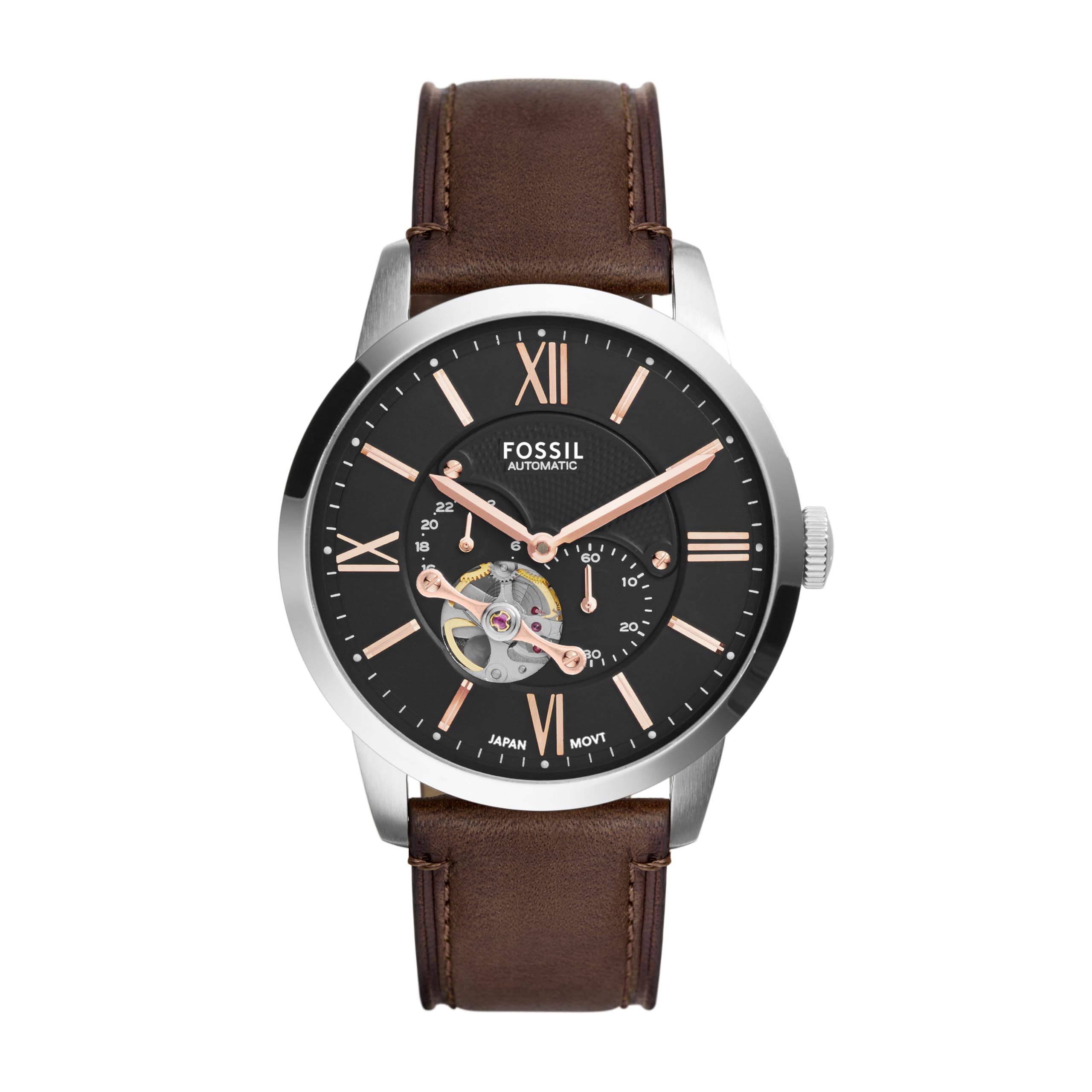 Fossil Men's Analog Automatic Watch with Leather Strap ME3105