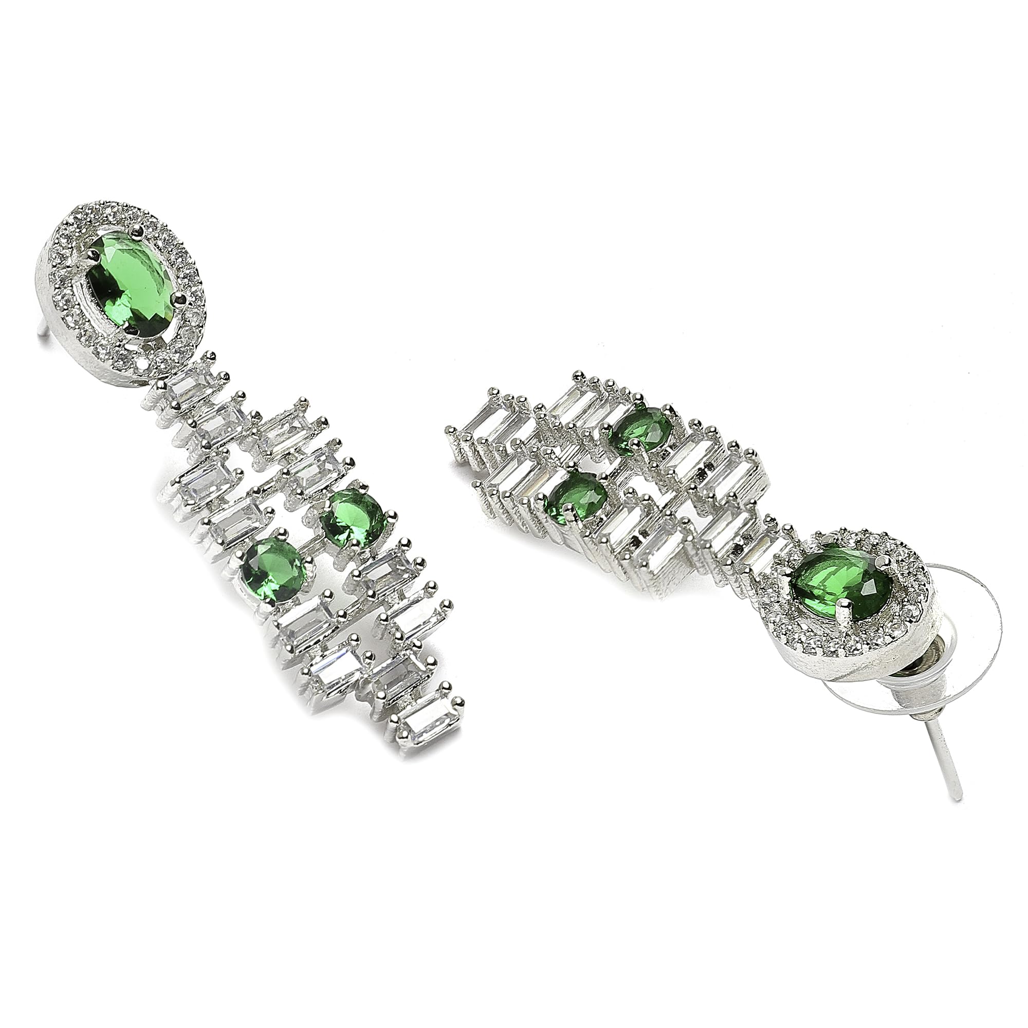 Rhodium-Plated Round Shape American Diamonds Necklace Set