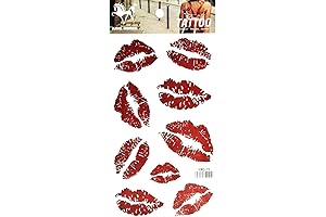 NipitShop 1 Sheet 3D Red Lips Temporary Tattoo