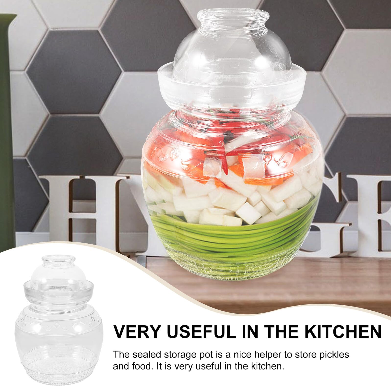 Toyvian Barattolo Materiale Sicuro in Vetro Trasparente per Fermentazione Coperchio Ermetico Contenitore Alimentare e Design Semplice Moderno per Cucina