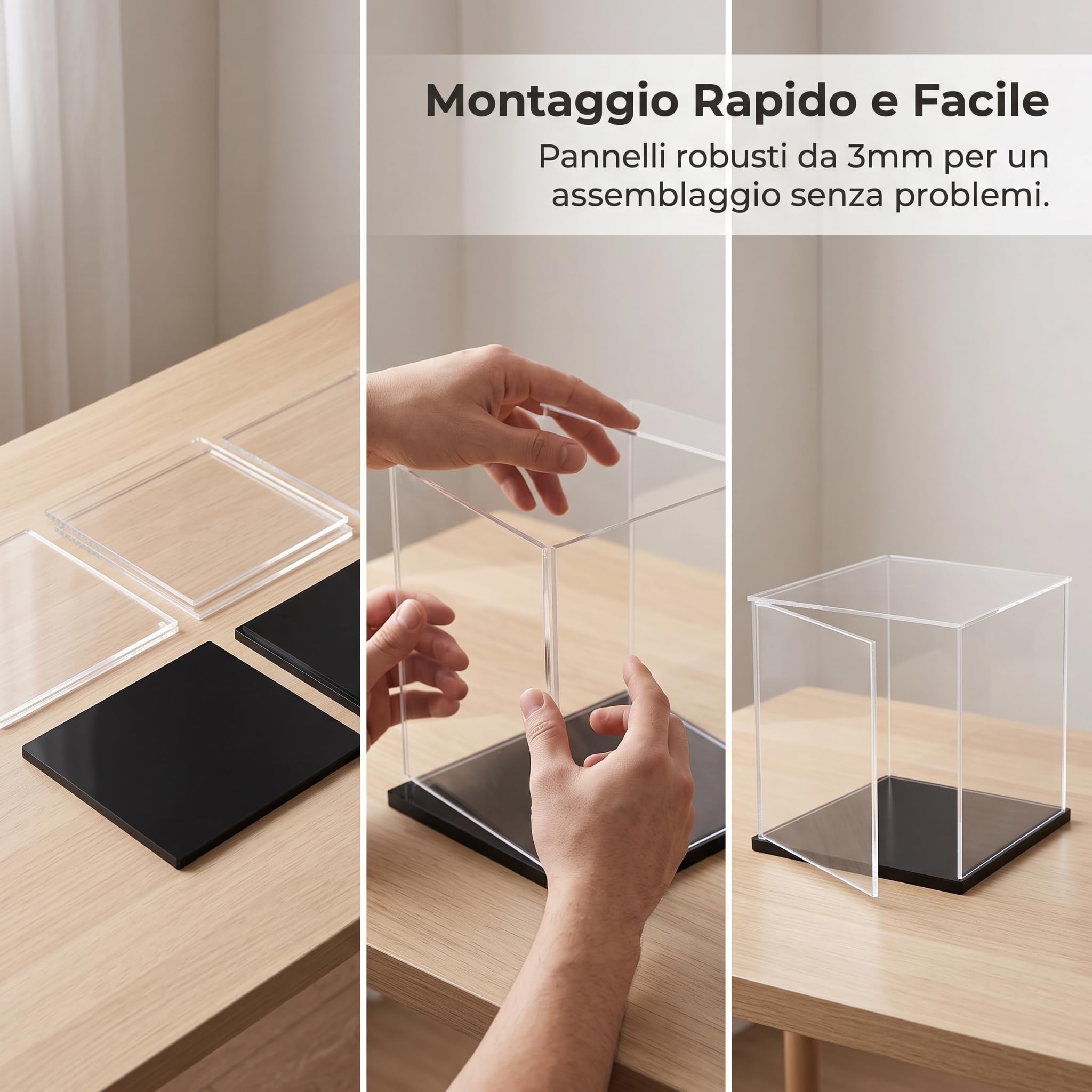 Espositore da Collezione in Acrilico con Antipolvere per Action Figure Modellini Auto E Mattoncini da Costruzione atta per Ripiano E Libreria , Lunghezza Larghezza 50x10cm , Altezza 10cm